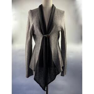 Featherlight Lambswool Blend Cardigan Horn Button Sweater Brown Large Nurture